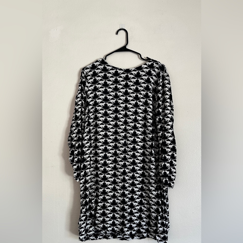 H&M Cat Dress Womens Black White Long Sleeve 14